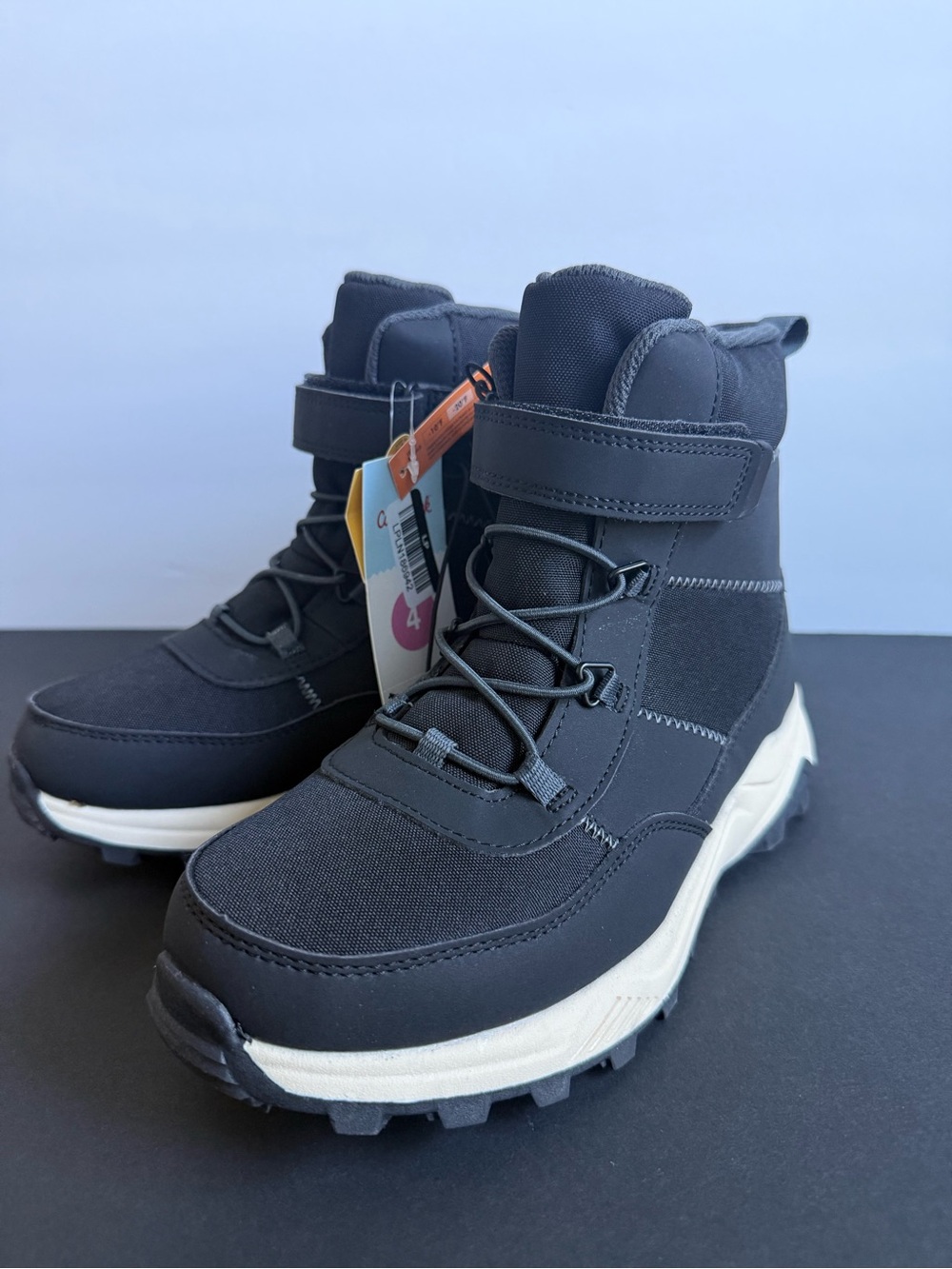 Cat & Jack Black High-Top Kids Boots with White Sole